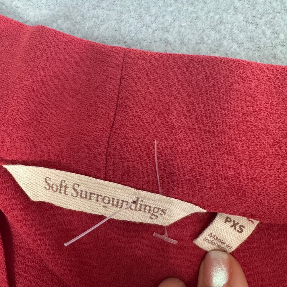 Soft Surroundings Blouse Women PXS Pleated V-Neck Work Office Professional Red - Picture 5 of 9